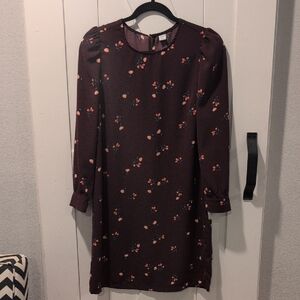 Old Navy Burgandy Lightweight Floral Shift Dress, Size Small
